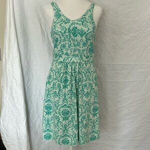 Tehama Teal Built in Bra Floral Stretch Dress Poly Sz S